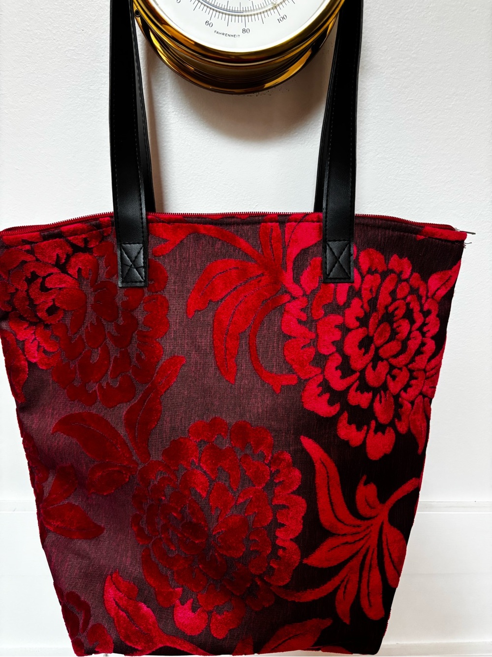 Carpet Tote Bag-Everyday Carry Bag-Shoulder Bag- Burnout Velvet 19th-century - Picture 4 of 11